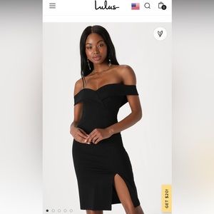 Lulus Classic Glam Black Off-the-Shoulder Bodycon Dress